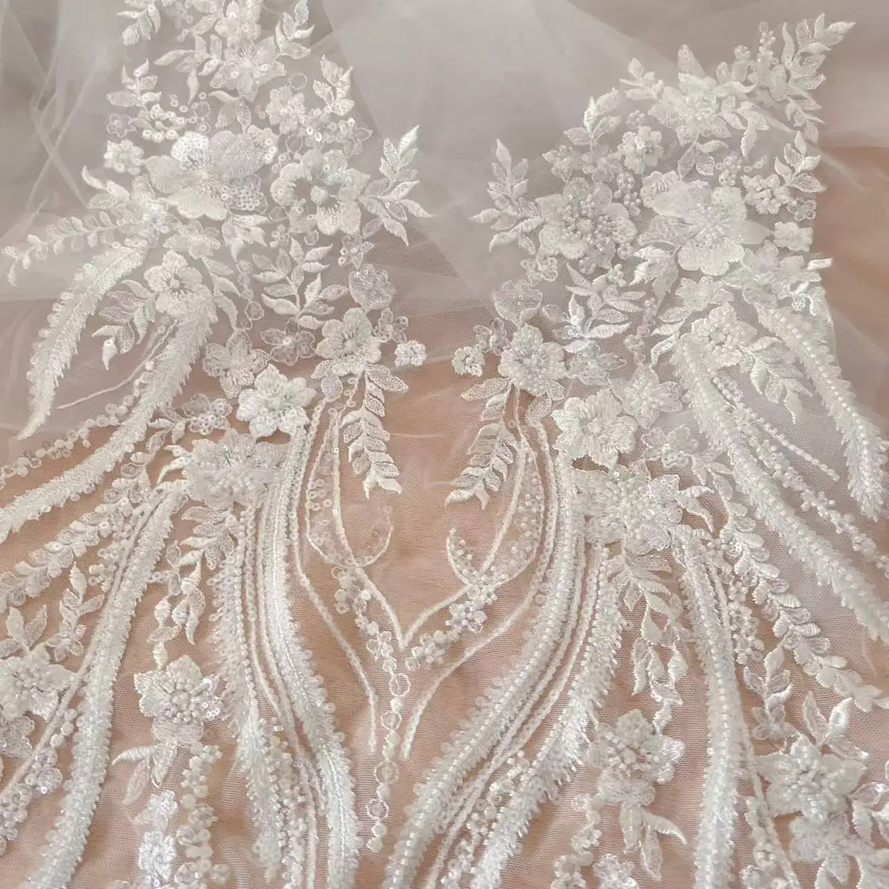 New Beaded Sequins Lace Mirror - Applique Patch Flower บทวิจารณ์และราคา