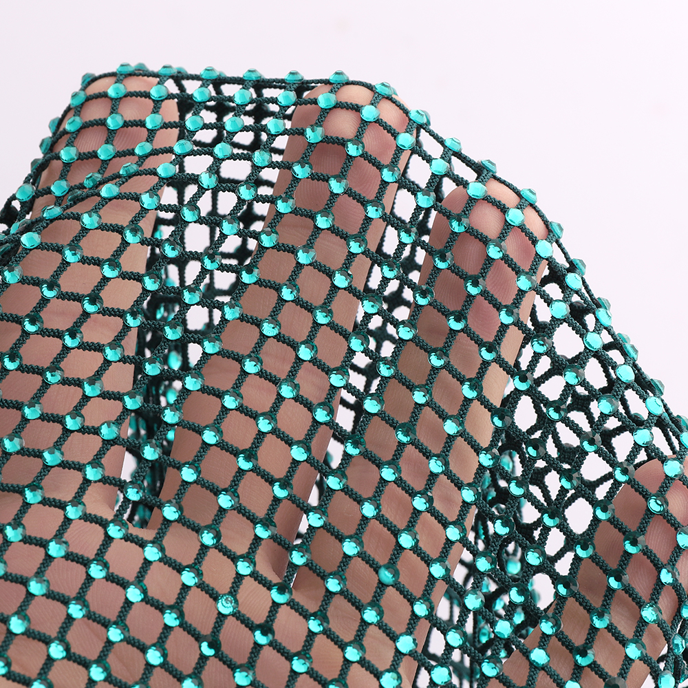 Blue Zircon Rhinestones Mesh A - Crystal Mesh Fabric บทวิจารณ์และราคา