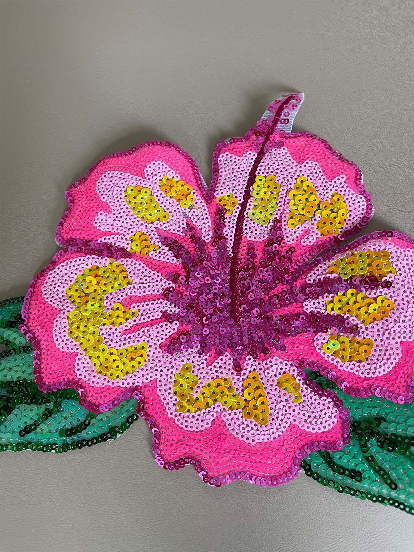 1 Piece 26CM Shining Pink Sequ - Applique Patch Flower บทวิจารณ์และราคา