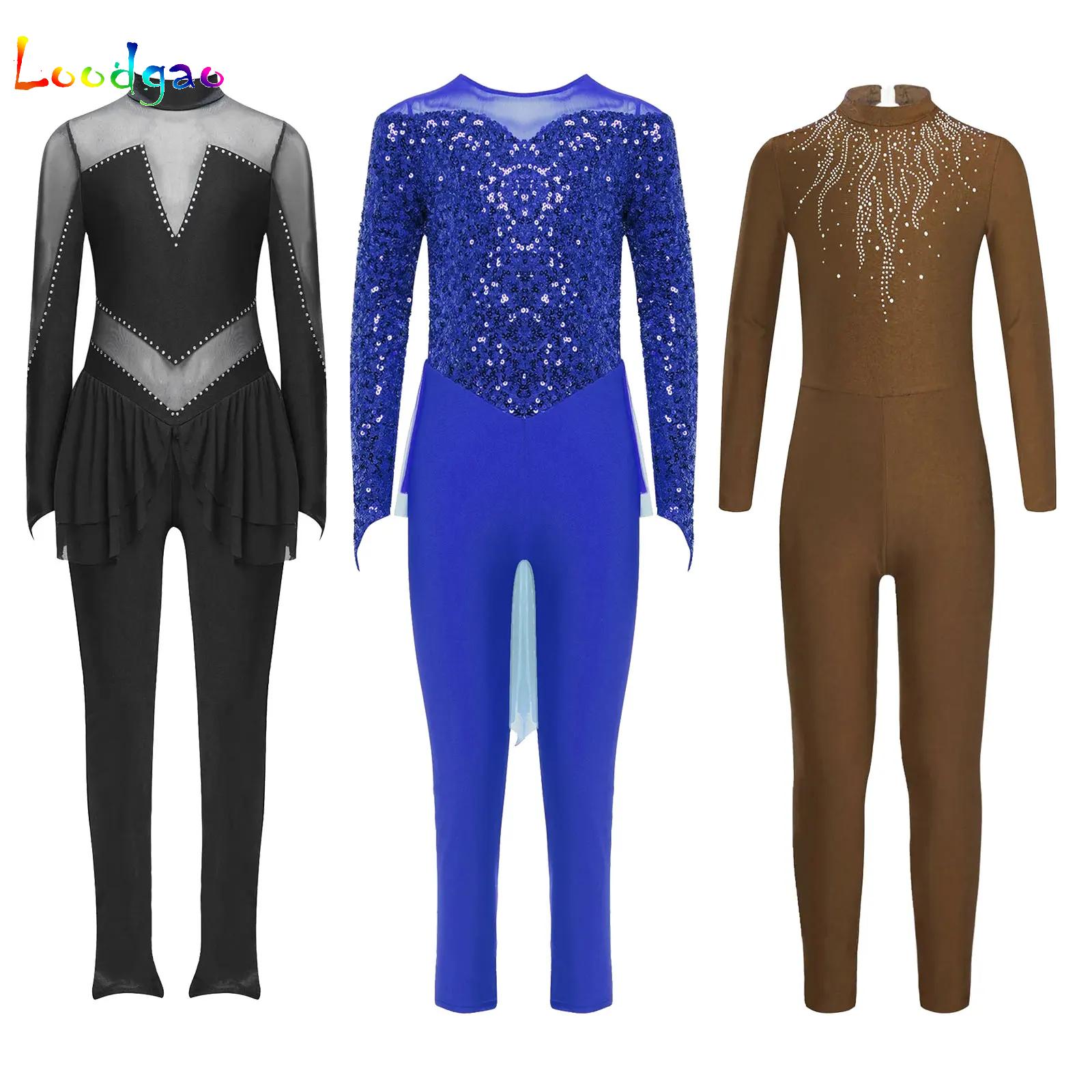 Kids Girls Ballet Dance Jumpsu - Rhinestone Banding Trim บทวิจารณ์และราคา