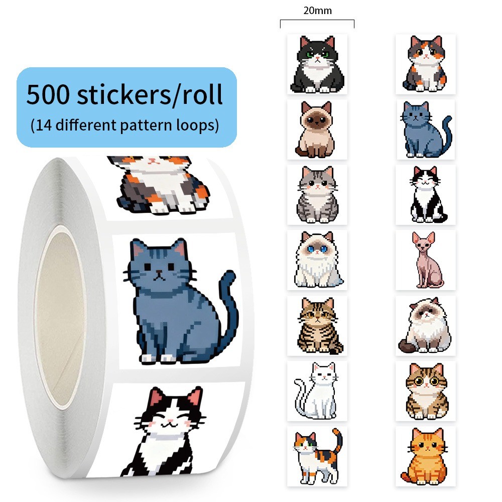 500 Pcs/Roll Cute Pixel Cat St - Craft Embellishment World บทวิจารณ์และราคา
