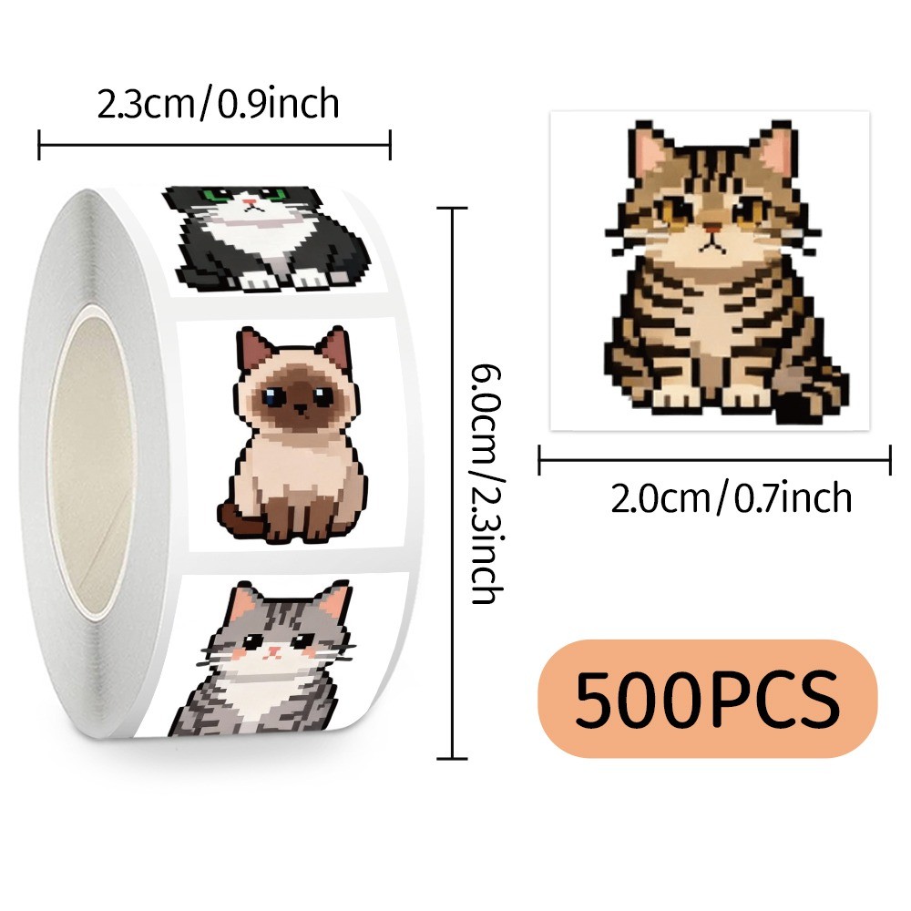 500 Pcs/Roll Cute Pixel Cat St - Craft Embellishment World บทวิจารณ์และราคา