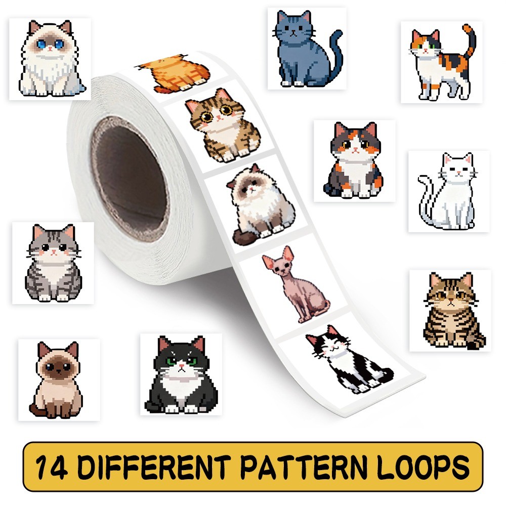 500 Pcs/Roll Cute Pixel Cat St - Craft Embellishment World บทวิจารณ์และราคา