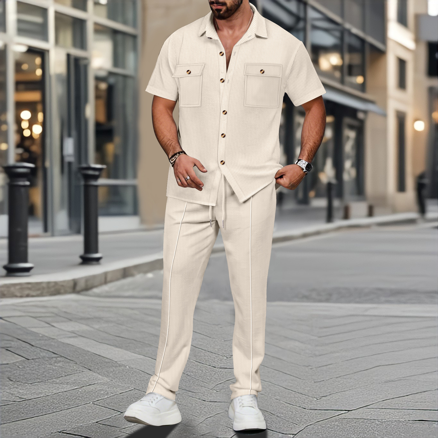 Men Summer Solid Color Lapel B - Embellish Knit บทวิจารณ์และราคา