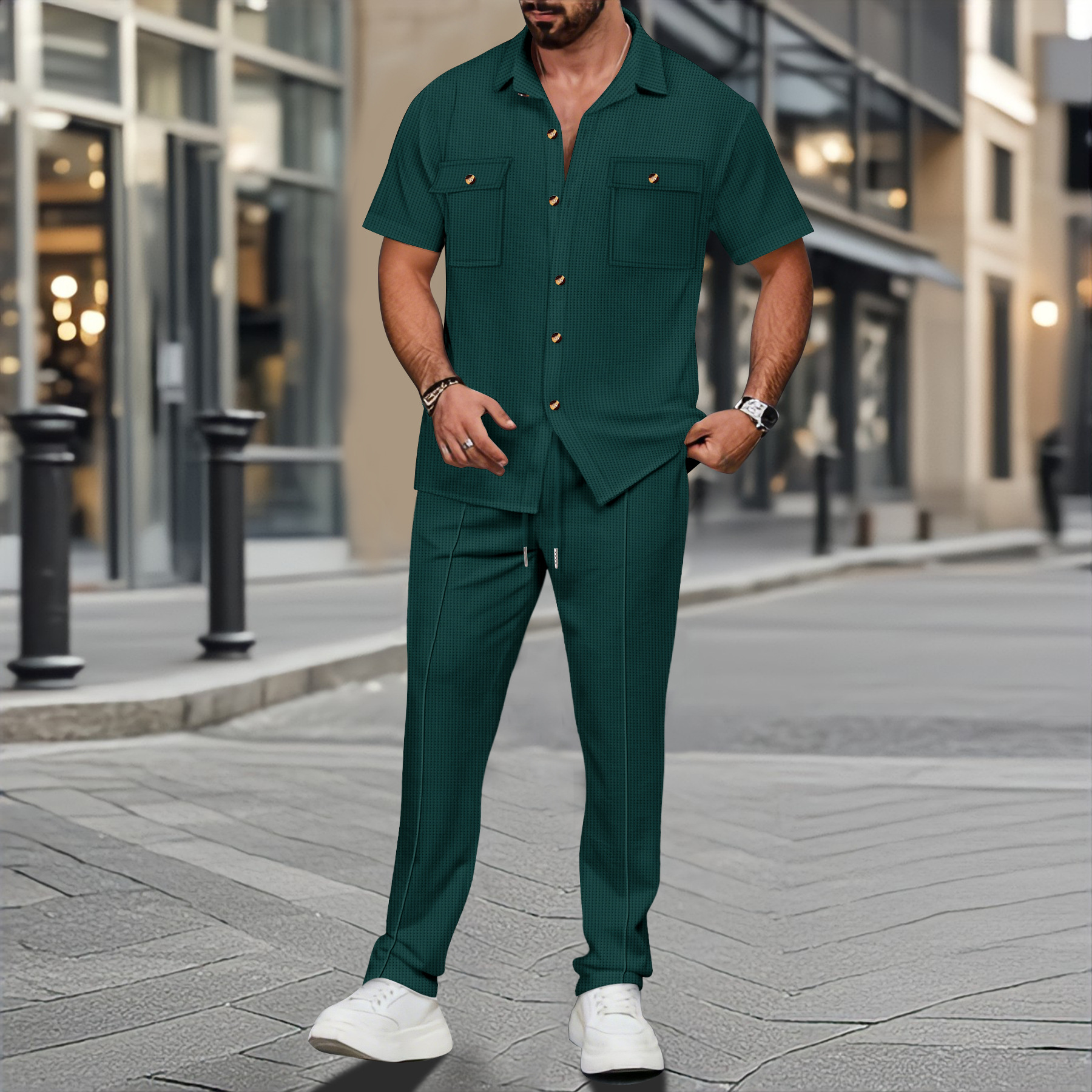 Men Summer Solid Color Lapel B - Embellish Knit บทวิจารณ์และราคา