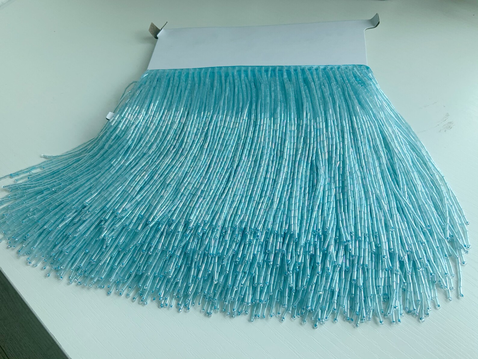 1 Yard Light Blue Bead Fringe  - Beaded Trim Fringe บทวิจารณ์และราคา