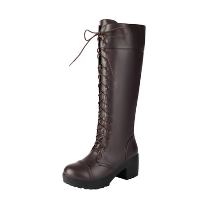 Womens Knee High Lace Up Comba - Guipure Lace Panel บทวิจารณ์และราคา