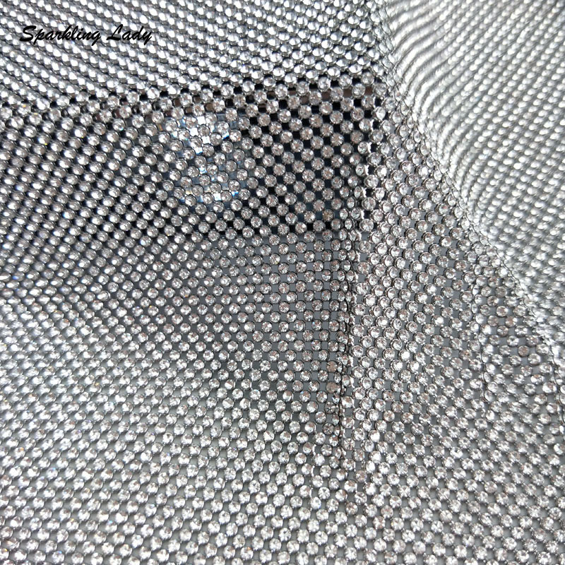 2MM Silver Crystal Mesh Fabric - Crystal Mesh Fabric บทวิจารณ์และราคา