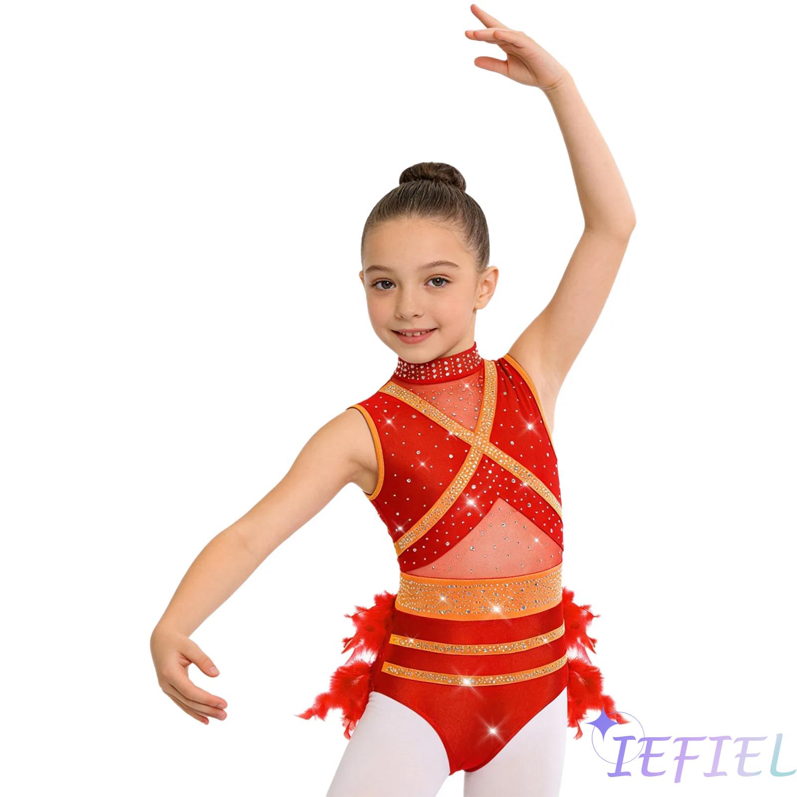 Kids Girls Latin Ballet Dance  - Rhinestone Banding Trim บทวิจารณ์และราคา