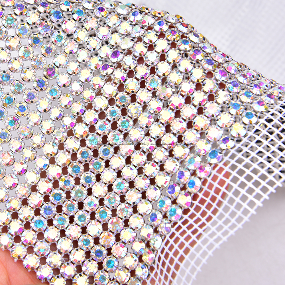 24 Rows Crystal AB Color Bling - Crystal Mesh Fabric บทวิจารณ์และราคา