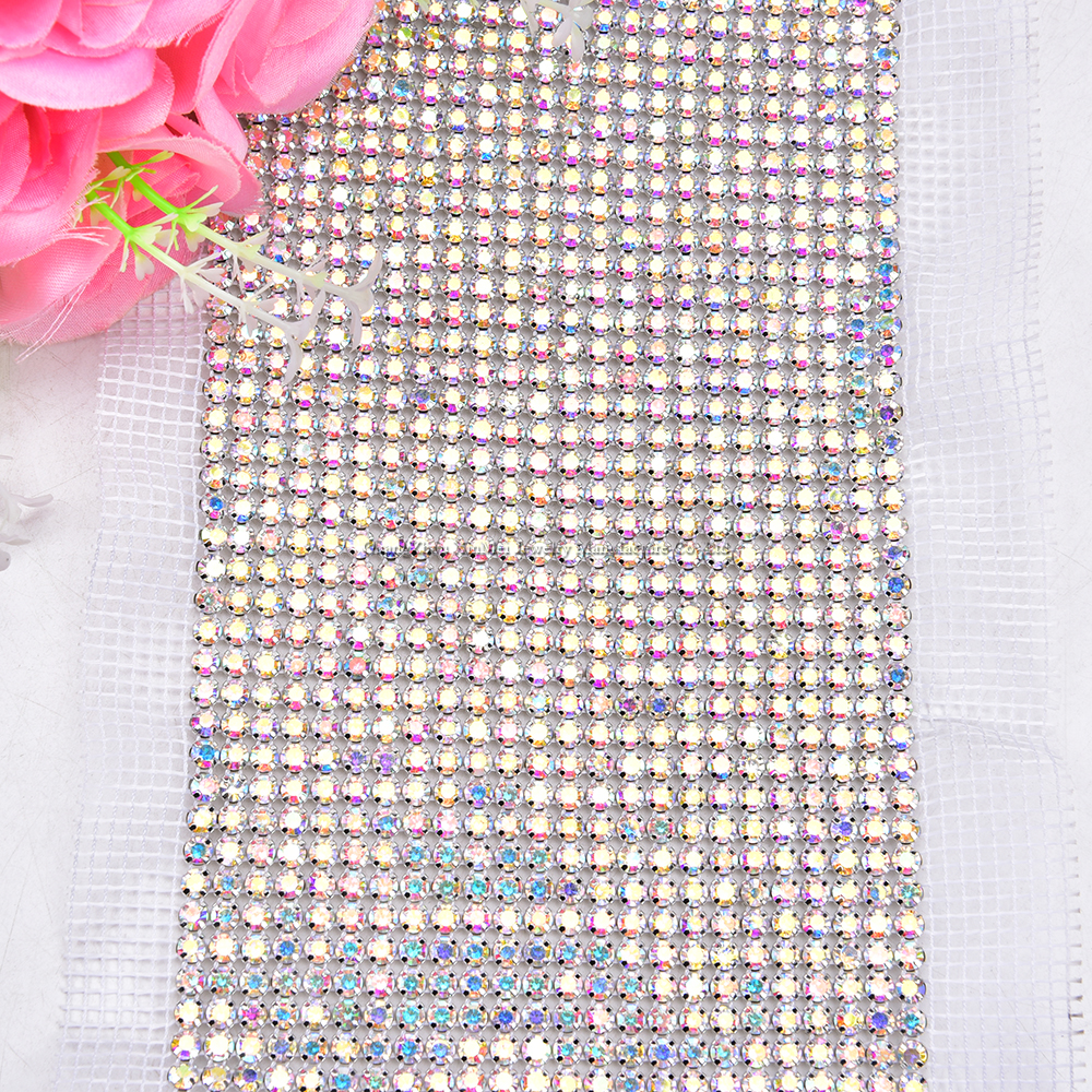 24 Rows Crystal AB Color Bling - Crystal Mesh Fabric บทวิจารณ์และราคา