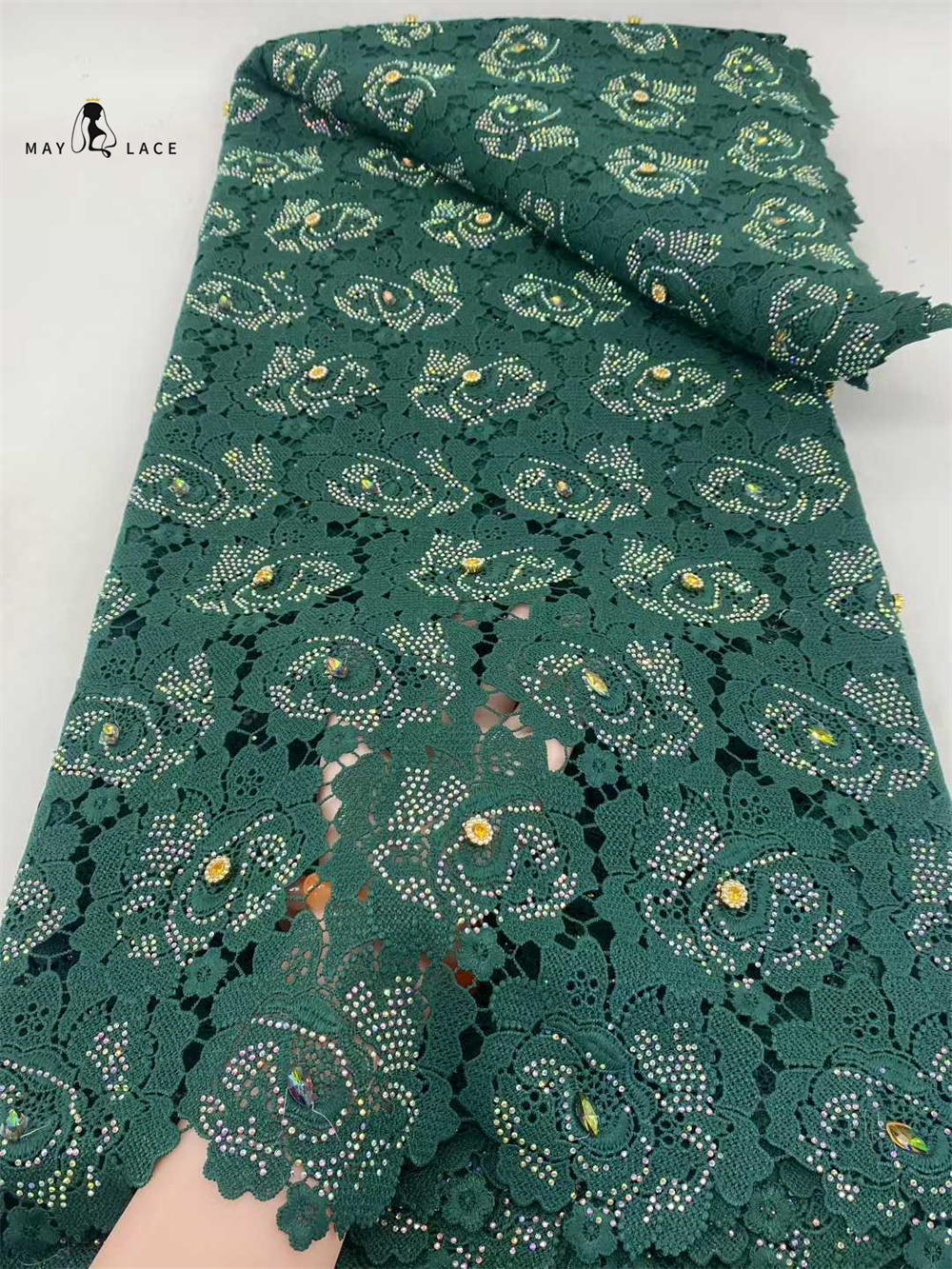 Latest Cord Guipure Lace Fabri - Crystal Mesh Fabric บทวิจารณ์และราคา
